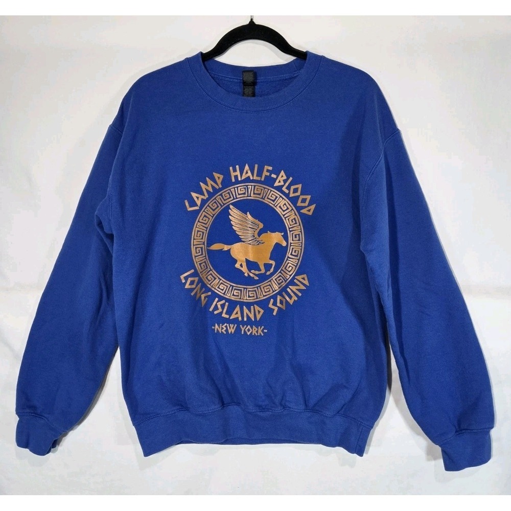 Camp Half Blood Percy Jackson Crewneck Sweatshirt Sz Medium Blue Lotus Hotel